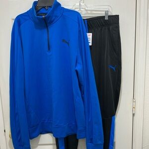 Puma Warmup Tracksuit Jogging Exercise Jump Suit 2 pc pullover jacket pants set